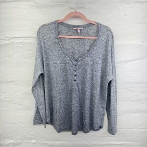 Victoria's Secret Pink Tag - Gray Long Sleeve Henley Style Shirt Size Large Soft